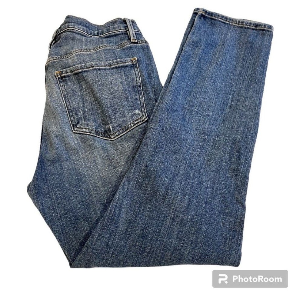 Frame Distressed Blue‎ Denim Le Beau Cropped Jeans Women's Size 25 - Picture 2 of 10